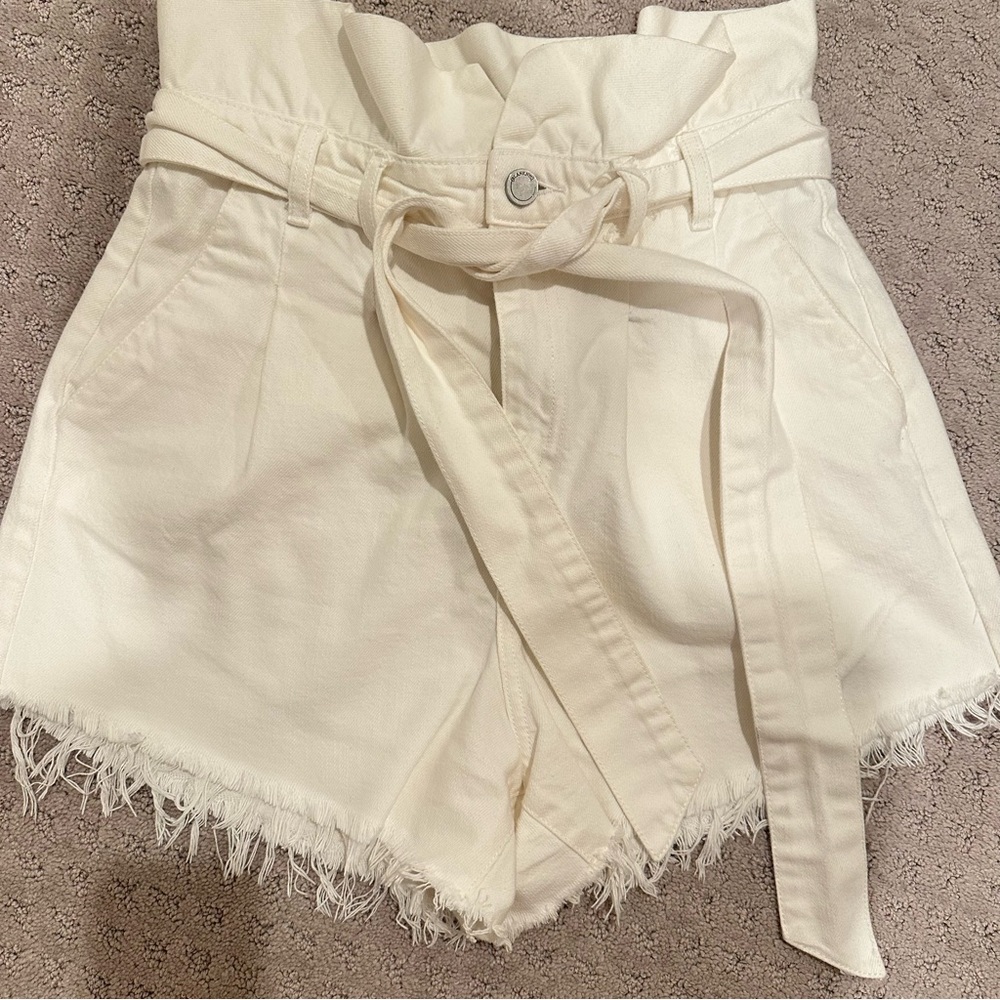 Blank NYC High-Waist Paperbag Denim Shorts in White
